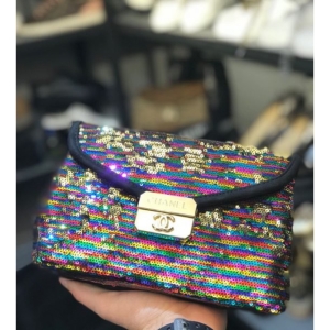 کیف زنانه پولکی رنگی طرح Chanel