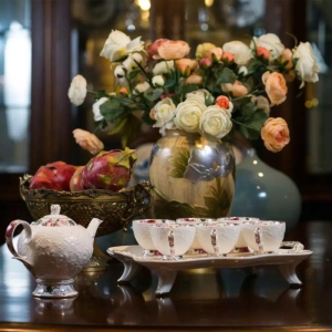 سرویس چای خوری گل برجسته گلدار