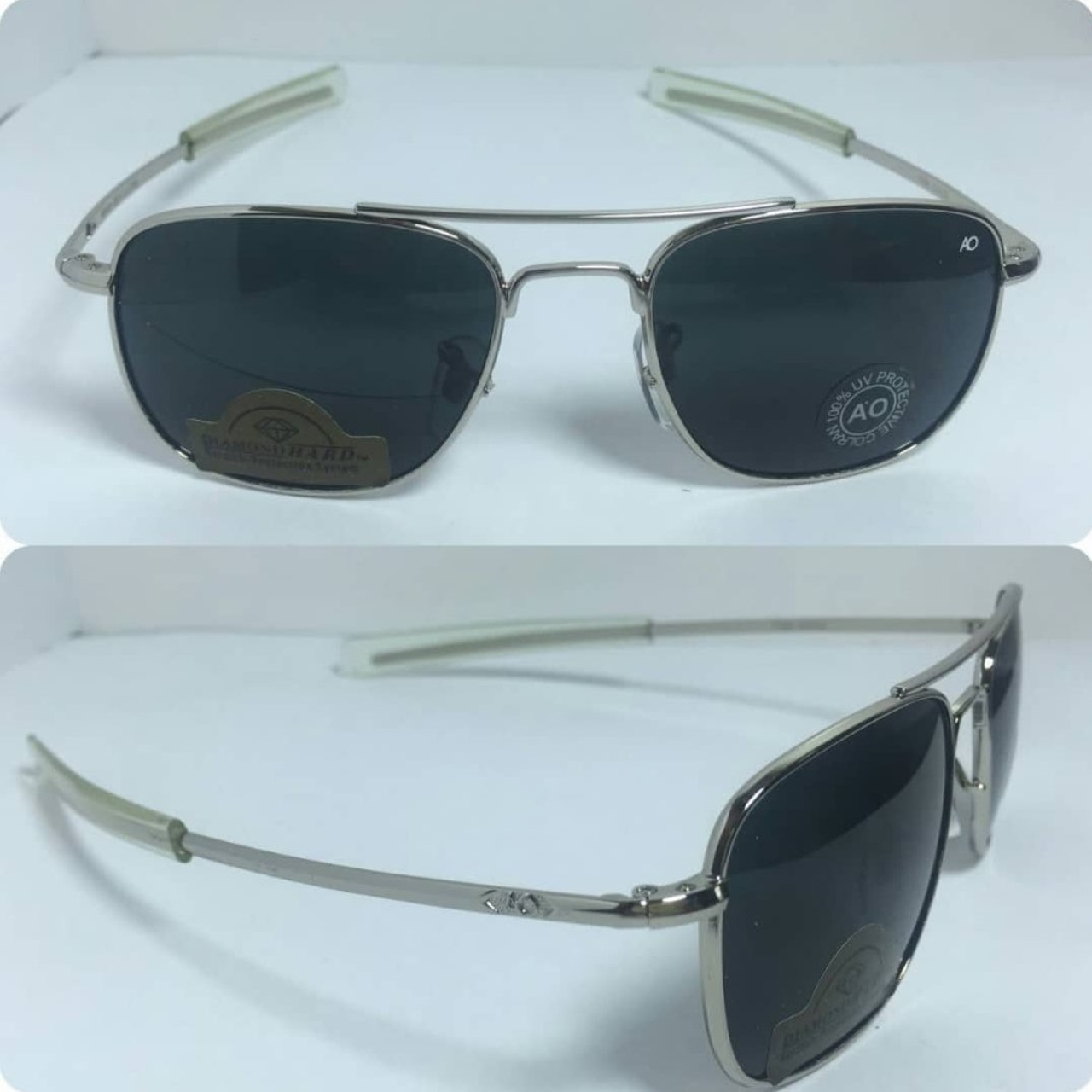 عینک آفتابی آمریکن اوپتیکال فرم نقره ای با پک کامل