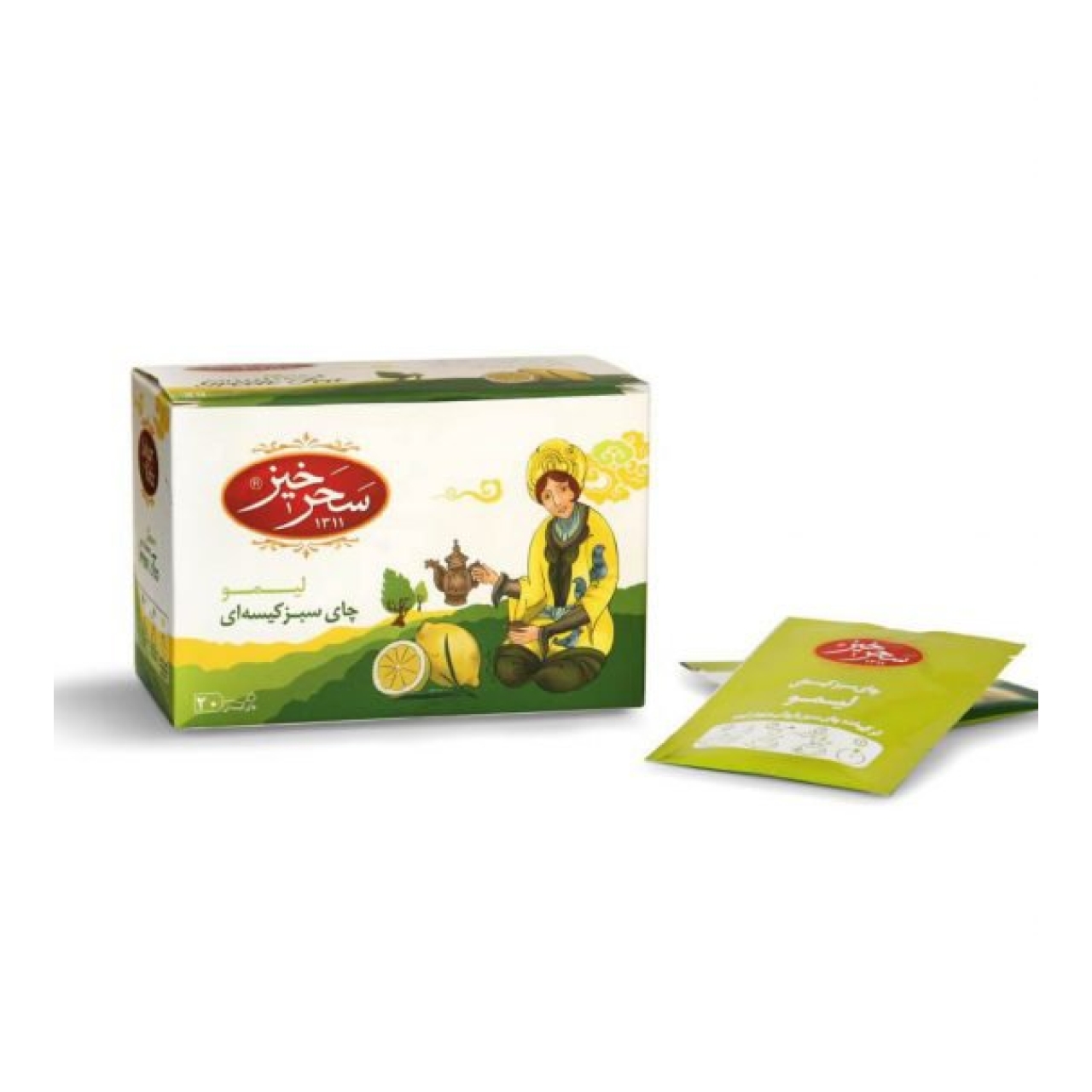 چای سبز کیسه‌ای لیمو بسته 20 عددی سحرخیز