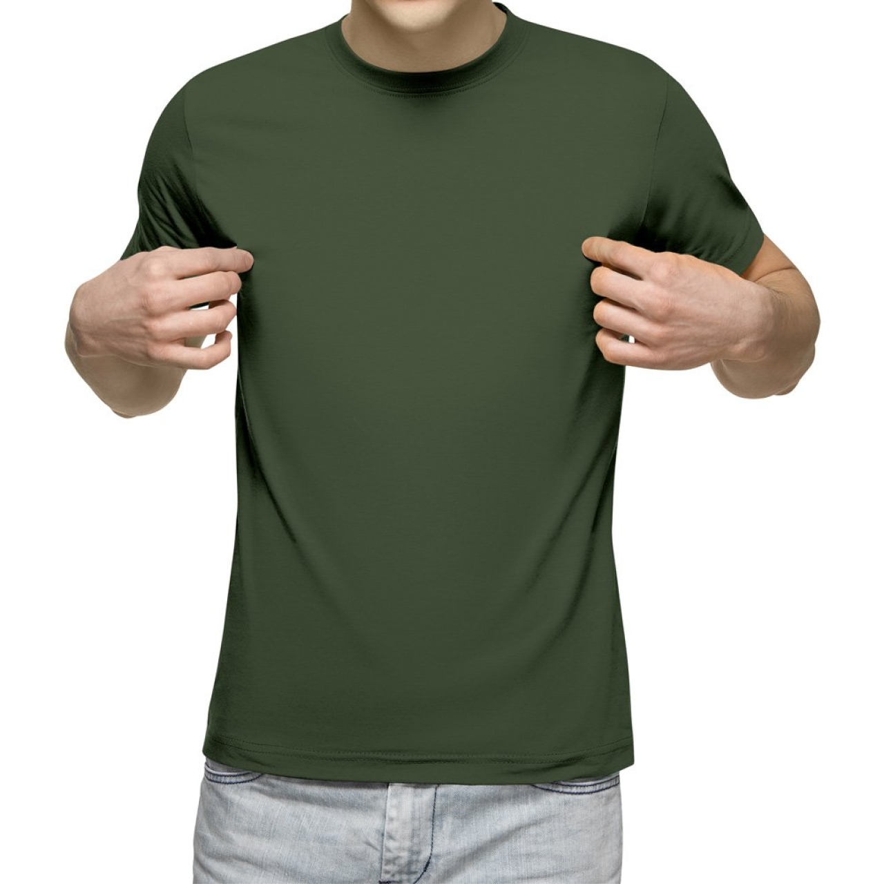 تیشرت آستین کوتاه مردانه کد 1ZGR رنگ سبز ارتشی