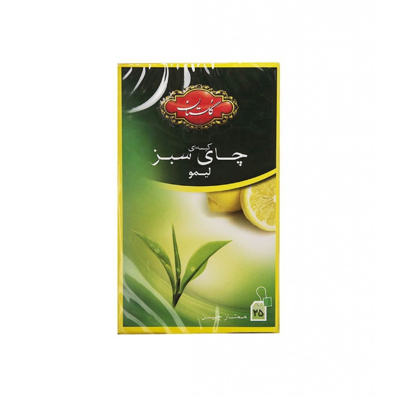 چای سبز با طعم لیمو کیسه ای 25 عددی گلستان