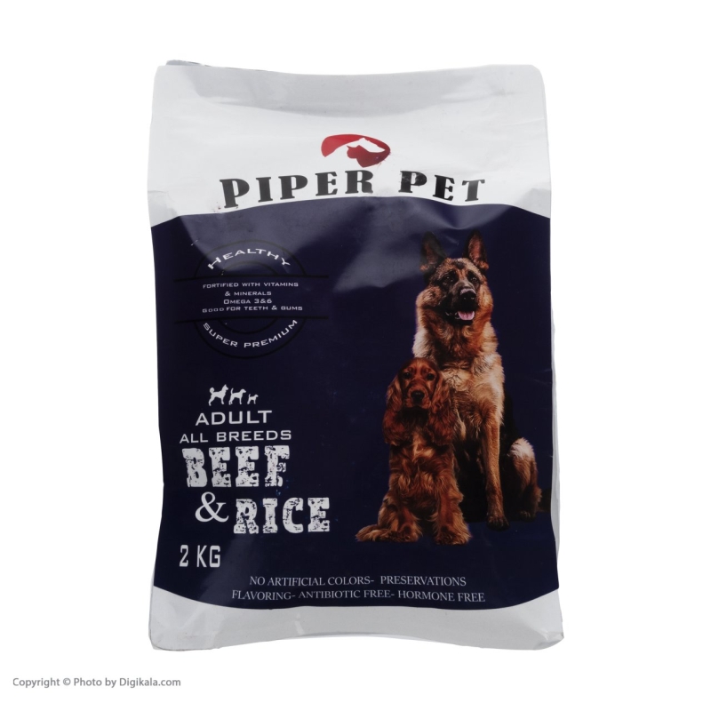 غذای خشک سگ پی پر پت مدل Beef and rice وزن 2 کیلوگرم