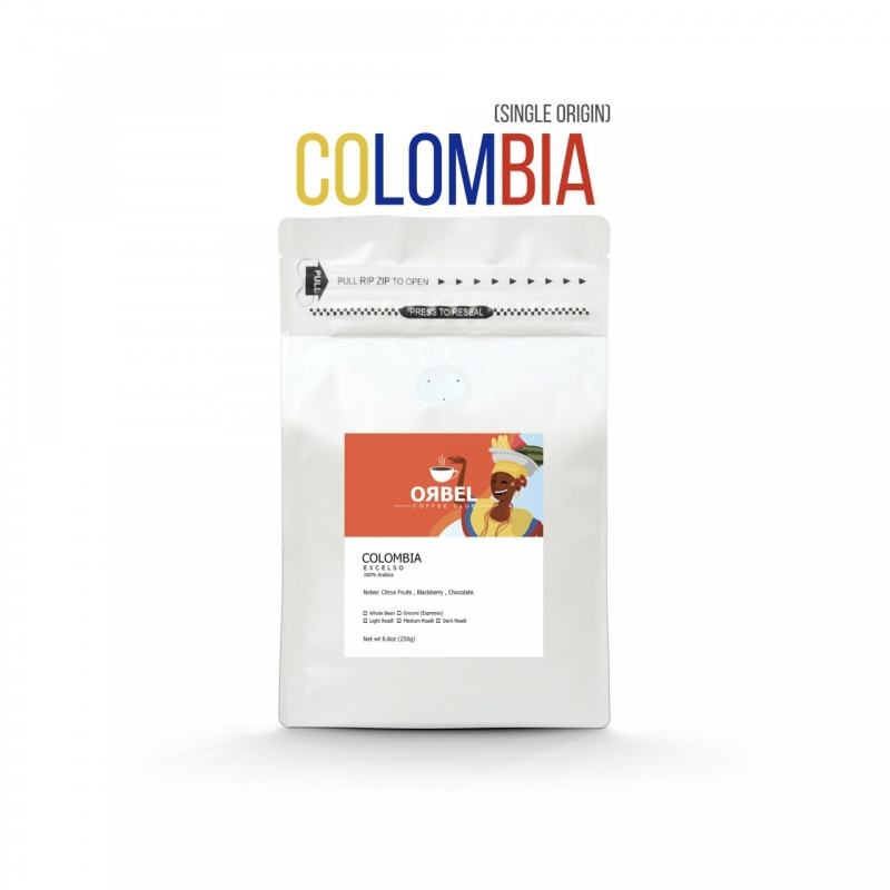 دانه قهوه اربل مدل کلمبیا اکسلسو سینگل اورجین ۲۵۰ گرم
