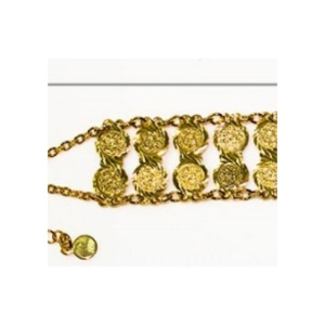 دستبند دو لاین پهن برنجی طلایی