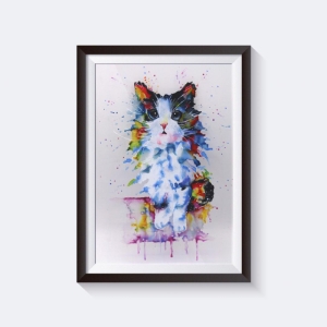 تابلوی نقاشی طرح گربه ی آبرنگی