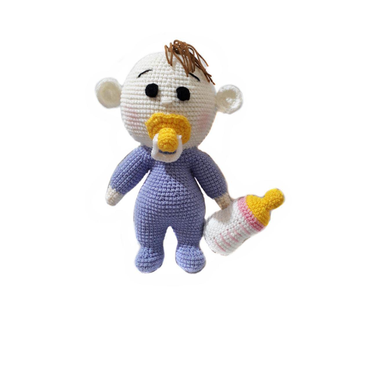 عروسک کاموایی نوزاد همراه با شیشه شیر