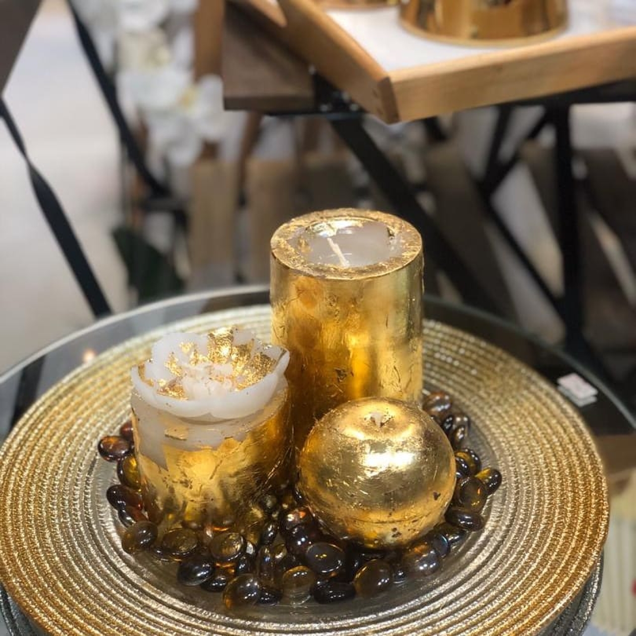 شمع استوانه طلایی وارمرخور