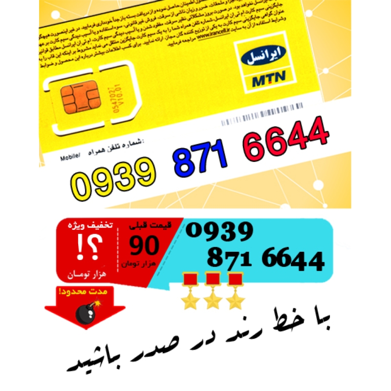 سیم کارت اعتباری ایرانسل 09398716644
