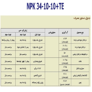 کود تتاکو AYSA- NPK34-10-10 بسته 10 کیلوگرمی