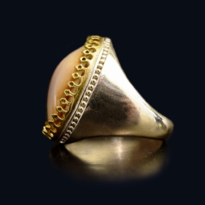 انگشتر نقره 925 - سنگ صدف طبیعی ماسیا کد 13