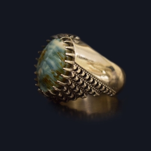 انگشتر نقره 925 - سنگ صدف طبیعی ماسیا کد 18