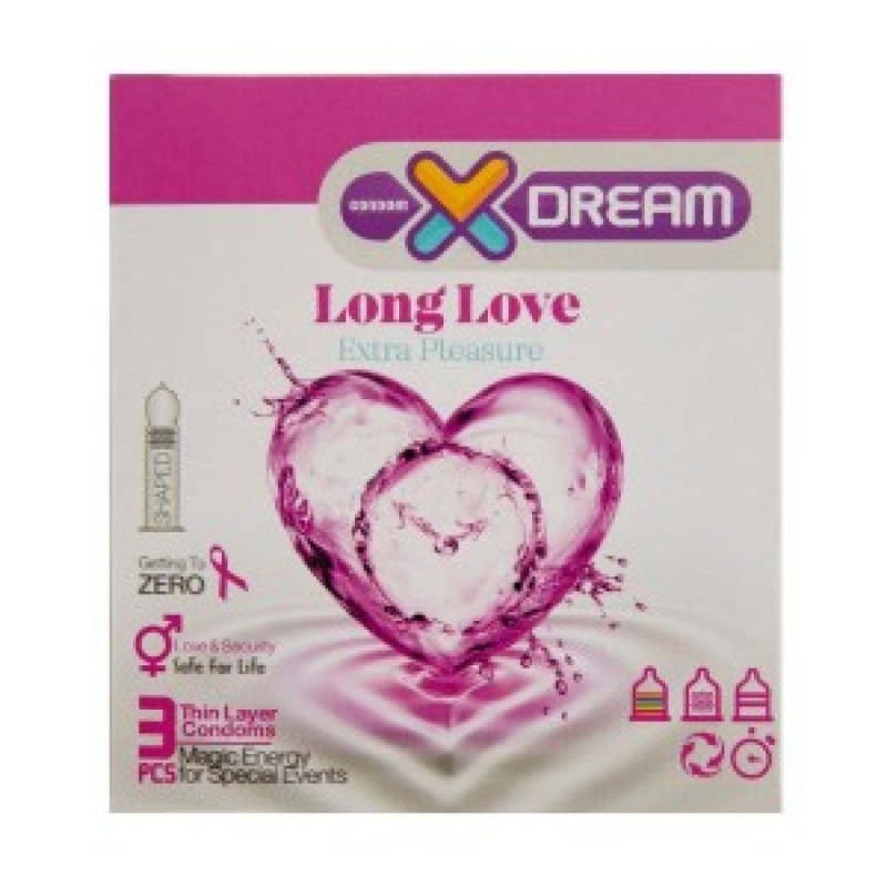 کاندوم ایکس دریم مدل Long Love بسته 3 عددی