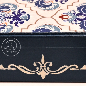 جعبه تیبگ چوبی دکوپاژ شده با طرح سنتی
