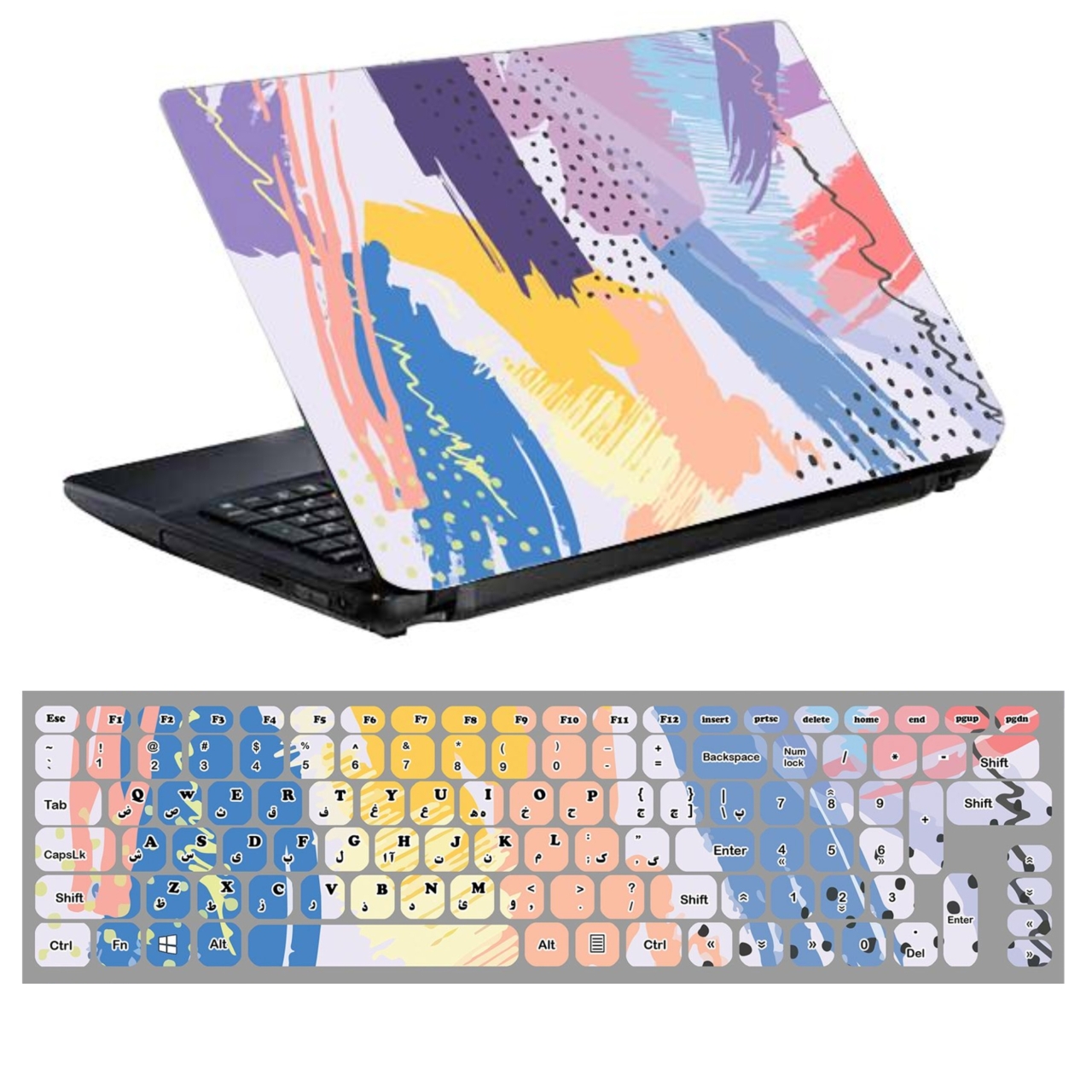 استیکر لپ تاپ طرح یاسی کد 0219-99 مناسب برای لپ تاپ 15.6 اینچ به همراه برچسب حروف فارسی کیبورد