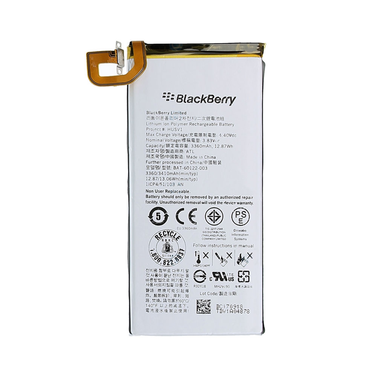 باتری موبایل مدل BAT-60122-003  ظرفیت 3410 میلی آمپر ساعت مناسب برای گوشی بلک بری PRIV