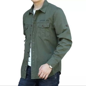 پیراهن دو جیب آستین بلند سنگشور کیفیت بالا رنگ سبز