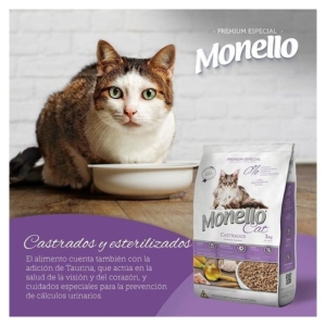 غذای خشک گربه مونلو مدل Cat Sterilised  وزن 1 کیلوگرم به همراه تشویقی