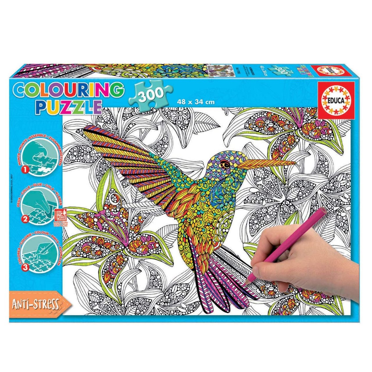 پازل 300 تکه ادوکا مدل Hummingbird Colouring کد 17083