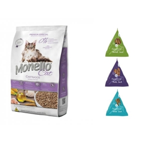 غذای خشک گربه مونلو مدل Cat Sterilised  وزن 1 کیلوگرم به همراه تشویقی