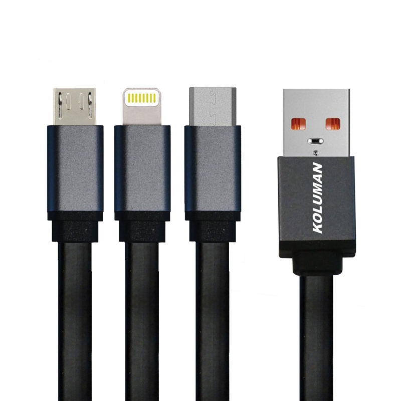 کابل تبدیل USB به USB-C/microUSB/لایتنینگ کلومن مدل KD-23 طول 1 متر