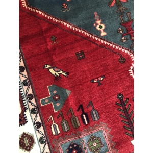 قالیچه کردستان زمینه لاکی 160×240