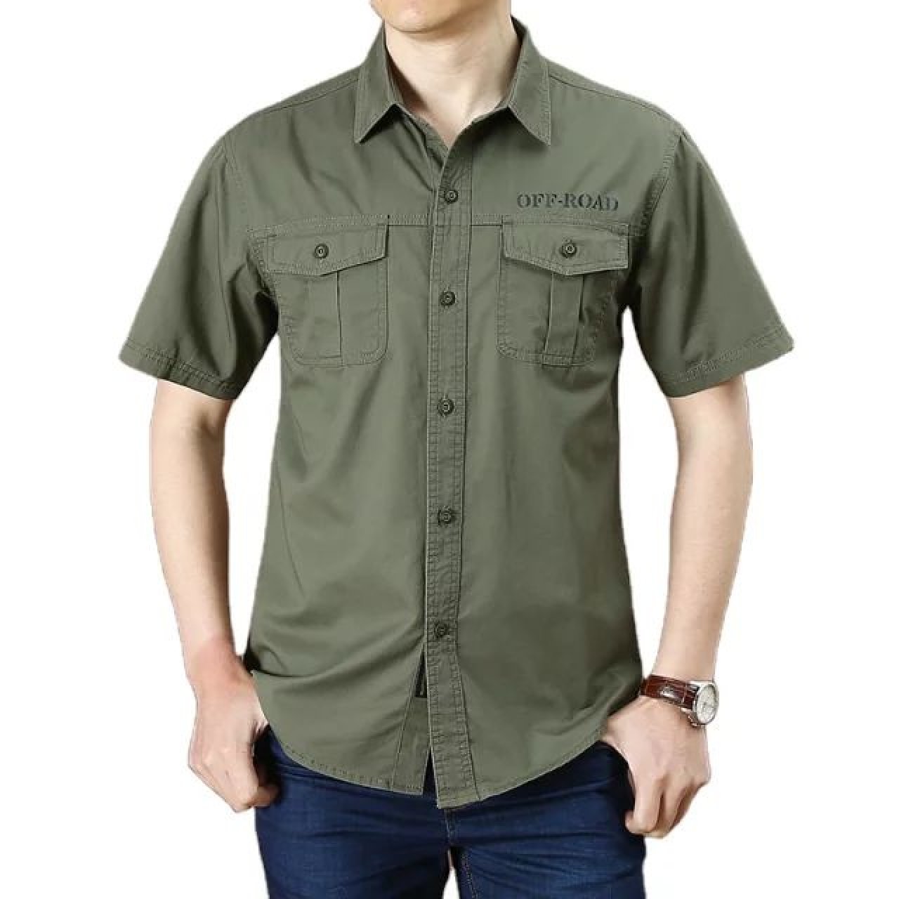 پیراهن مردانه آستین کوتاه مارک آفرود رنگ سبز