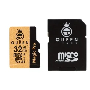 کارت حافظه microSDHC کویین تک مدل Magic Pro کلاس 10 استاندارد سرعت UHS-I U3 سرعت 95 مگابایت بر ثانیه ظرفیت 32 گیگابایت با آداپتور SD