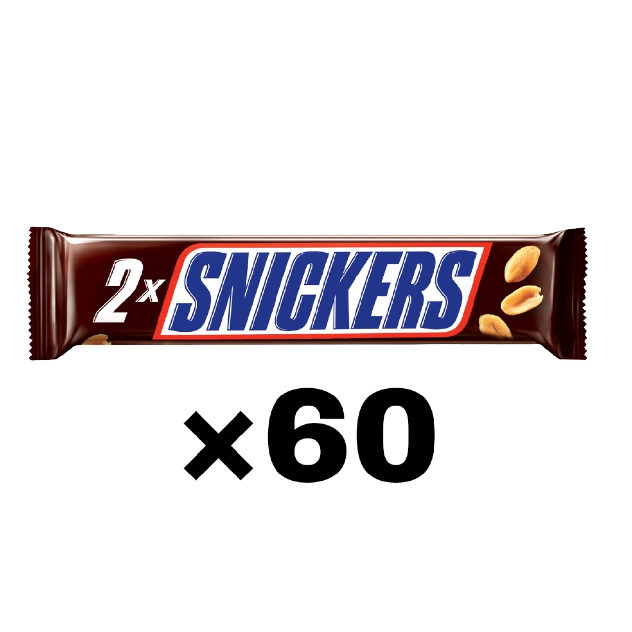 شکلات دوبل اسنیکرز snickers حجم ۸۰ گرم بسته ۶۰ عددی