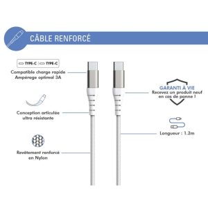 کابل USB-C فورس مدل FPLICC1M2W طول 1.2 متر
