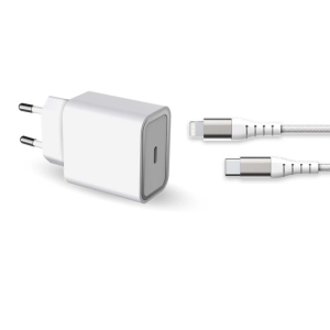 شارژر دیواری فورس مدل FPLICS20WCBLCMFIW USB-C PD به همراه کابل لایتنینگ