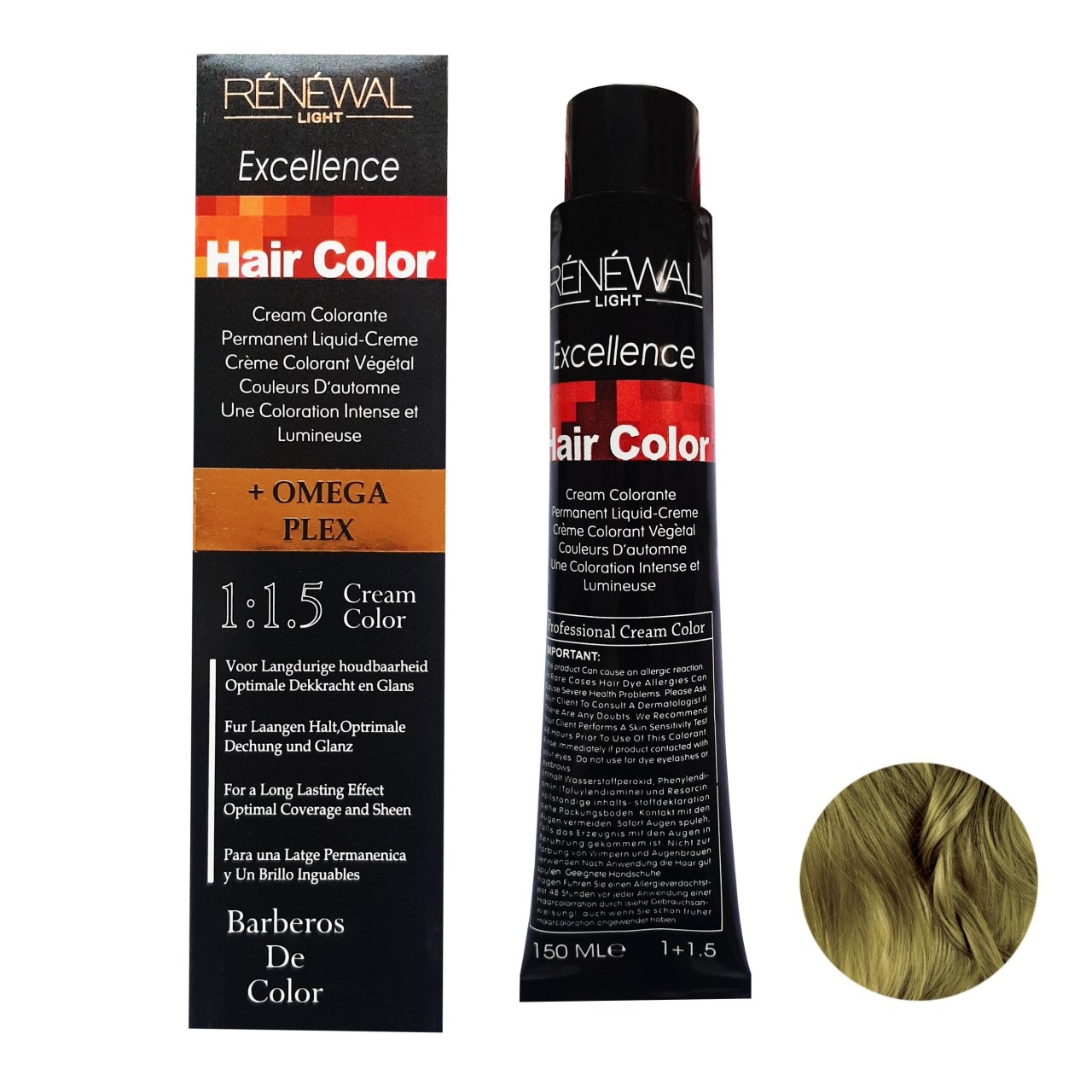   رنگ مو رنوال شماره 6.8 حجم 150 میلی لیتر رنگ بلوند زیتونی تیره