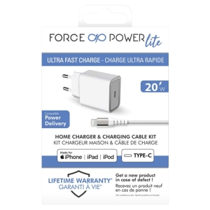 شارژر دیواری فورس مدل FPLICS20WCBLCMFIW USB-C PD به همراه کابل لایتنینگ