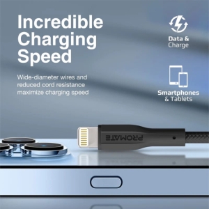 کابل تبدیل USB-A به لایتنینگ پرومیت مدل XCORD-AI.BLACK به طول 1 متر