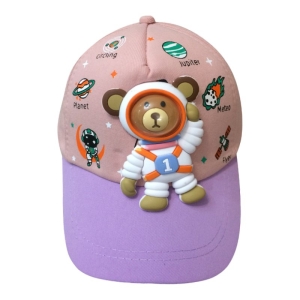 کلاه کپ بچگانه طرح خرس فضانورد رنگ صورتی