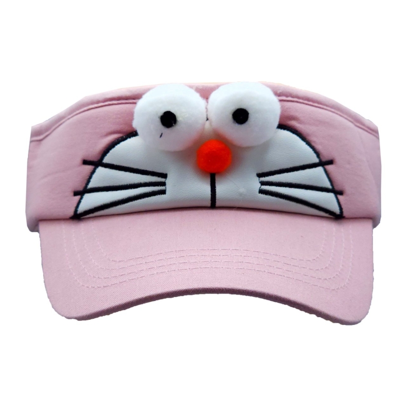 کلاه آفتابگیر بچگانه مدل عروسکی گربه کد 51628 رنگ صورتی