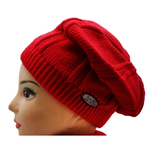 ست کلاه و شال گردن بافتنی دخترانه سام مدل 136 رنگ قرمز