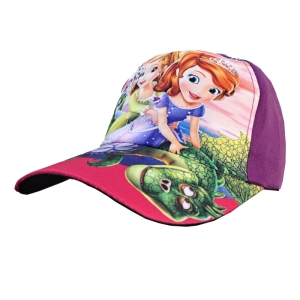 کلاه کپ دخترانه طرح سوفیا و اژدها رنگ بنفش