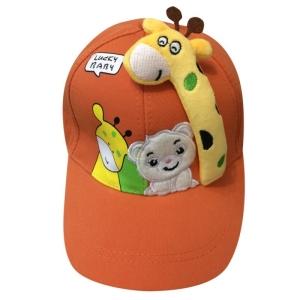 کلاه کپ بچگانه طرح زرافه رنگ نارنجی