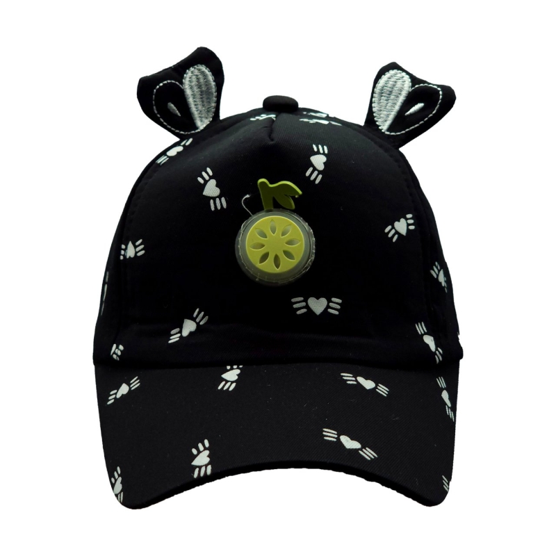 کلاه کپ بچگانه مدل کیوت چراغی کد 51622 رنگ مشکی