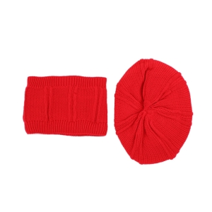ست کلاه و شال گردن بافتنی دخترانه سام مدل 136 رنگ قرمز