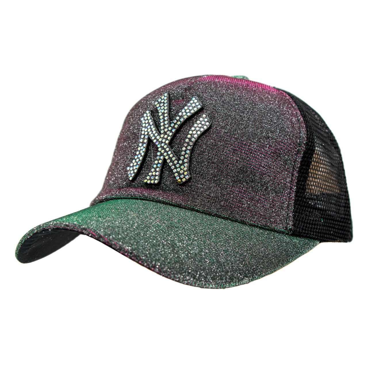 کلاه کپ بچگانه مدل NY نگینی رنگ سبز