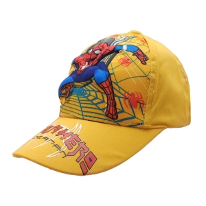 کلاه کپ بچگانه مدل مردعنکبوتی برجسته رنگ زرد