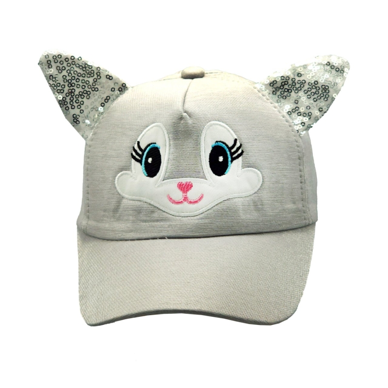 کلاه کپ بچگانه عروسکی مدل خرگوش کد 51497 رنگ طوسی