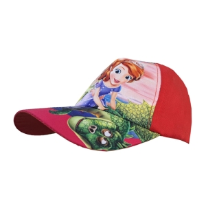 کلاه کپ دخترانه طرح سوفیا و اژدها رنگ قرمز