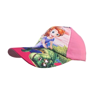 کلاه کپ دخترانه طرح سوفیا و اژدها رنگ صورتی