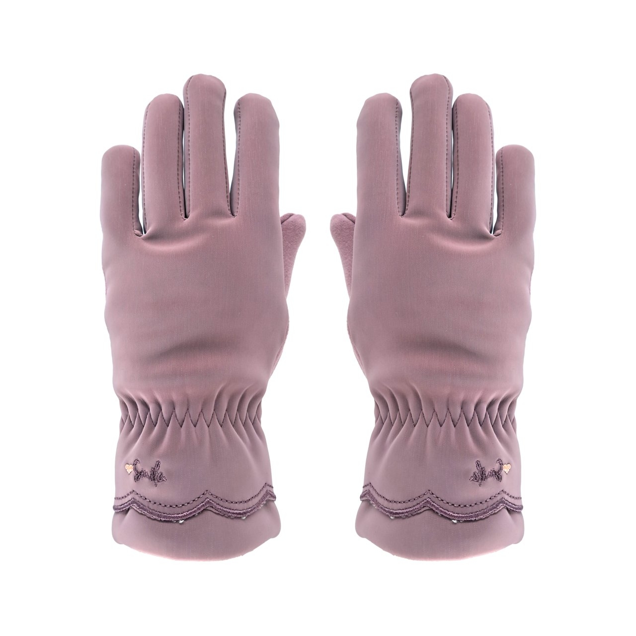 دستکش زنانه مدل AA طرح LOVE رنگ یاسی