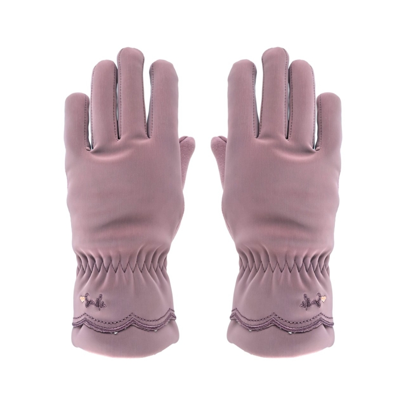 دستکش زنانه مدل AA طرح LOVE رنگ یاسی