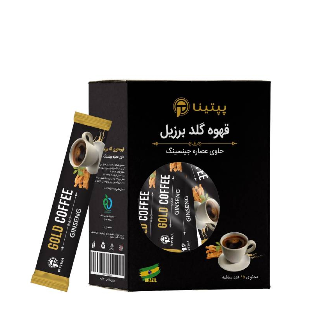 قهوه گلد با جینسینگ پپتینا بسته 15 عددی