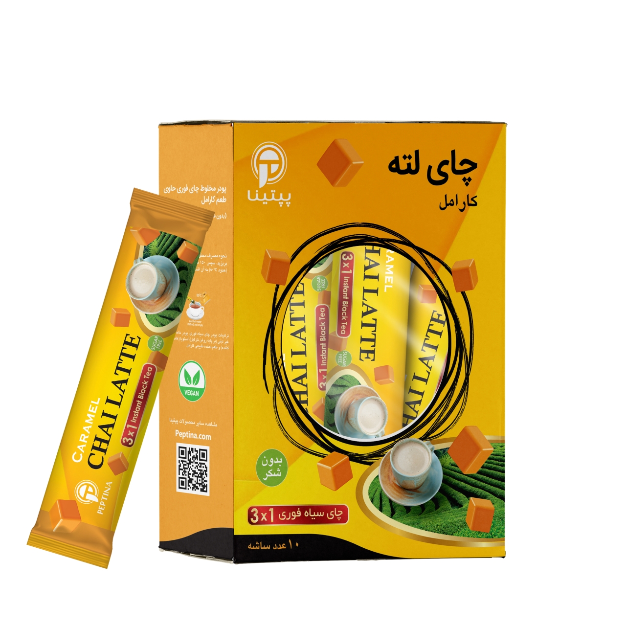 چای لته با طعم کارامل پپتینا بسته 10 عددی